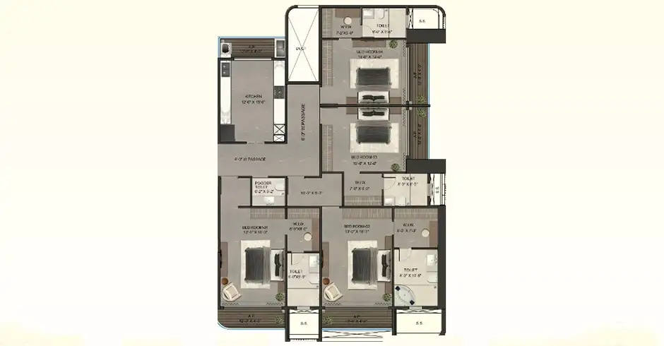 Tharwani Mayfair Khadakpada 4 BHK Floor Plans